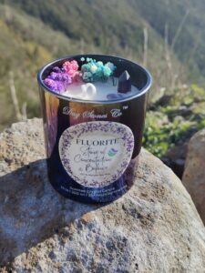 Fluorite Zen candle for focus and clarity for mindful meditation 